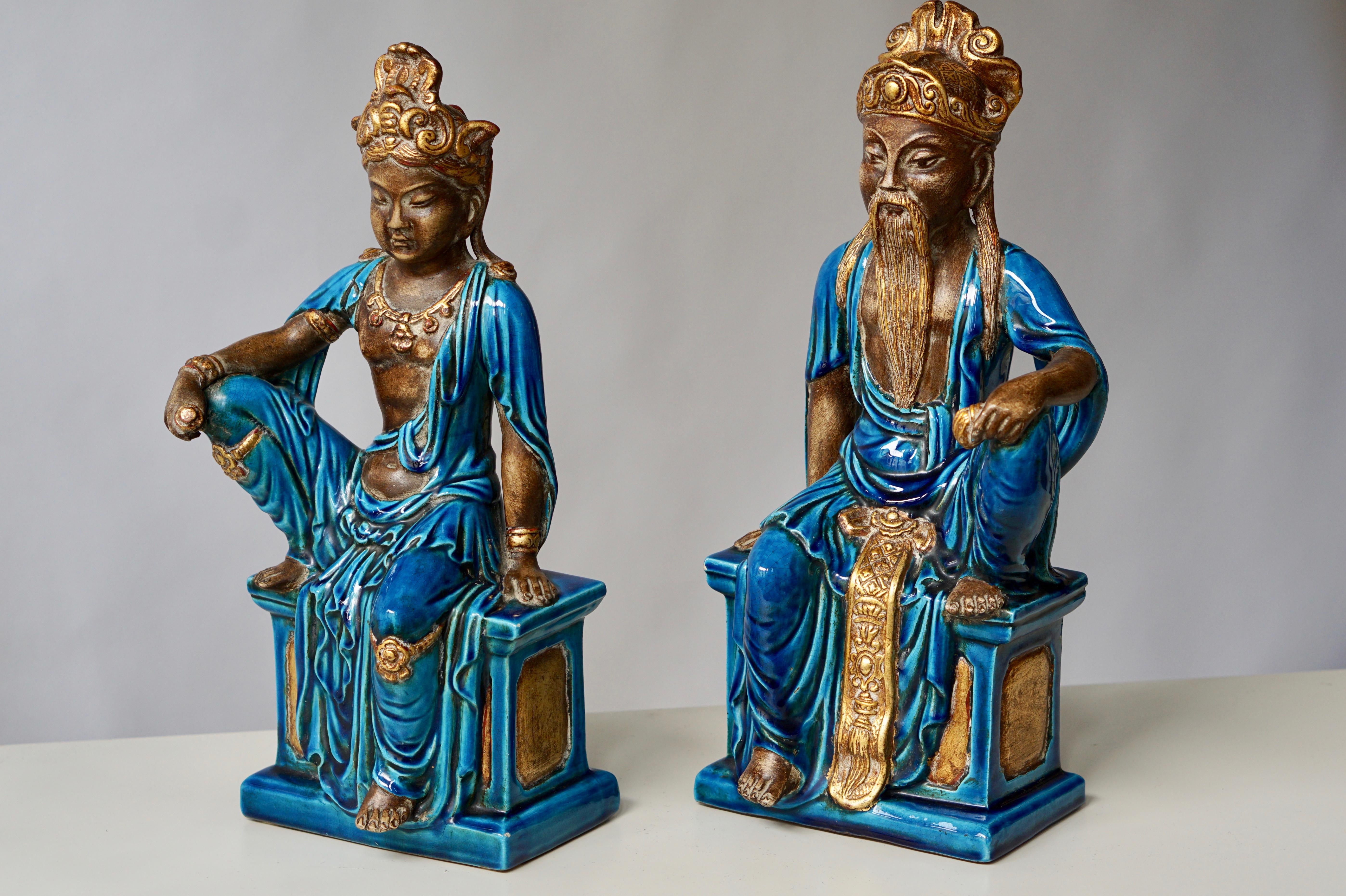 Pair of Ceramic Figurines Bu Ugo Zaccagnini In Good Condition For Sale In Antwerp, BE