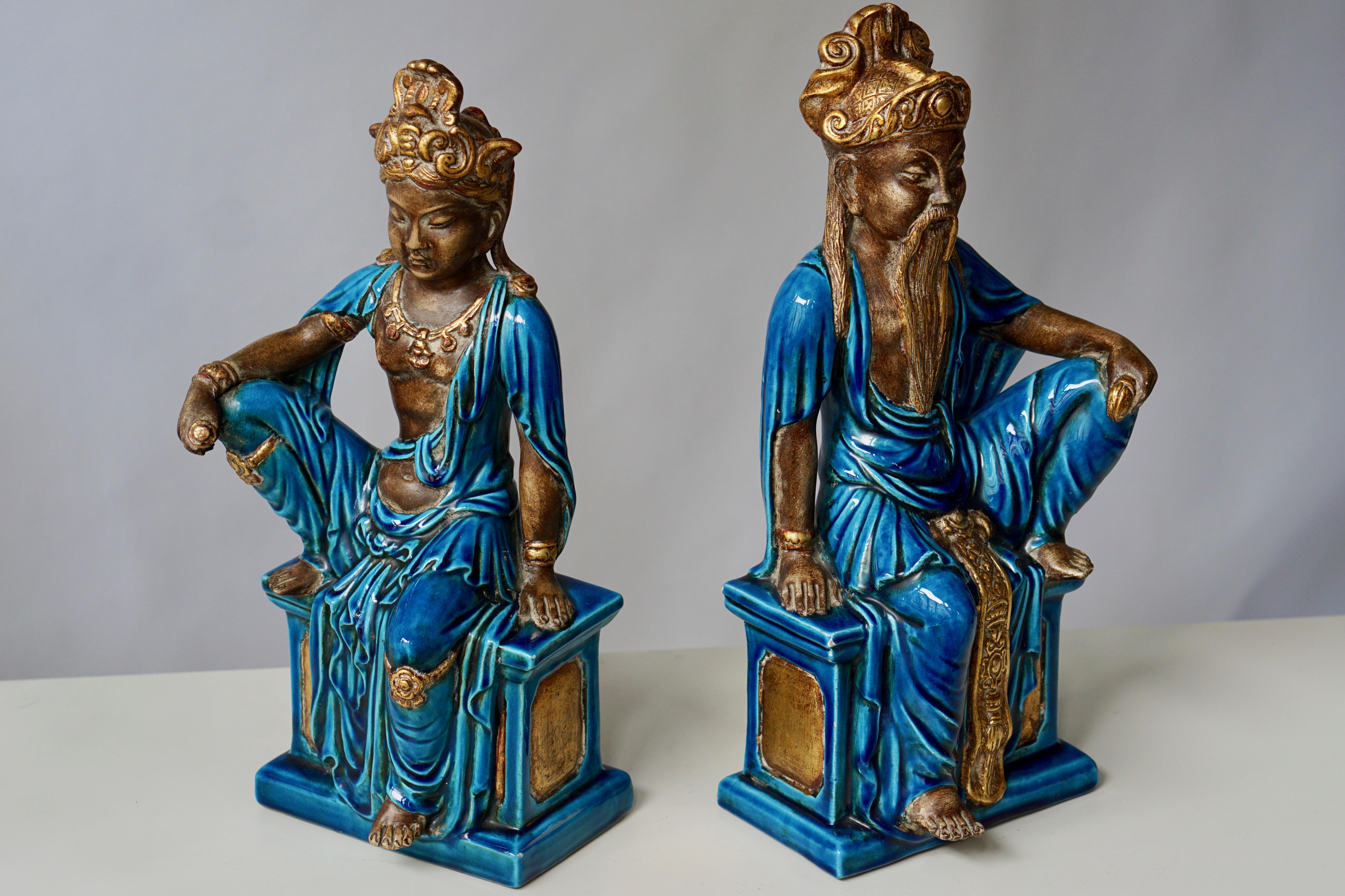 20th Century Pair of Ceramic Figurines Bu Ugo Zaccagnini For Sale