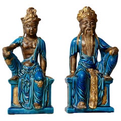 Coppia di statuette in ceramica Bu Ugo Zaccagnini