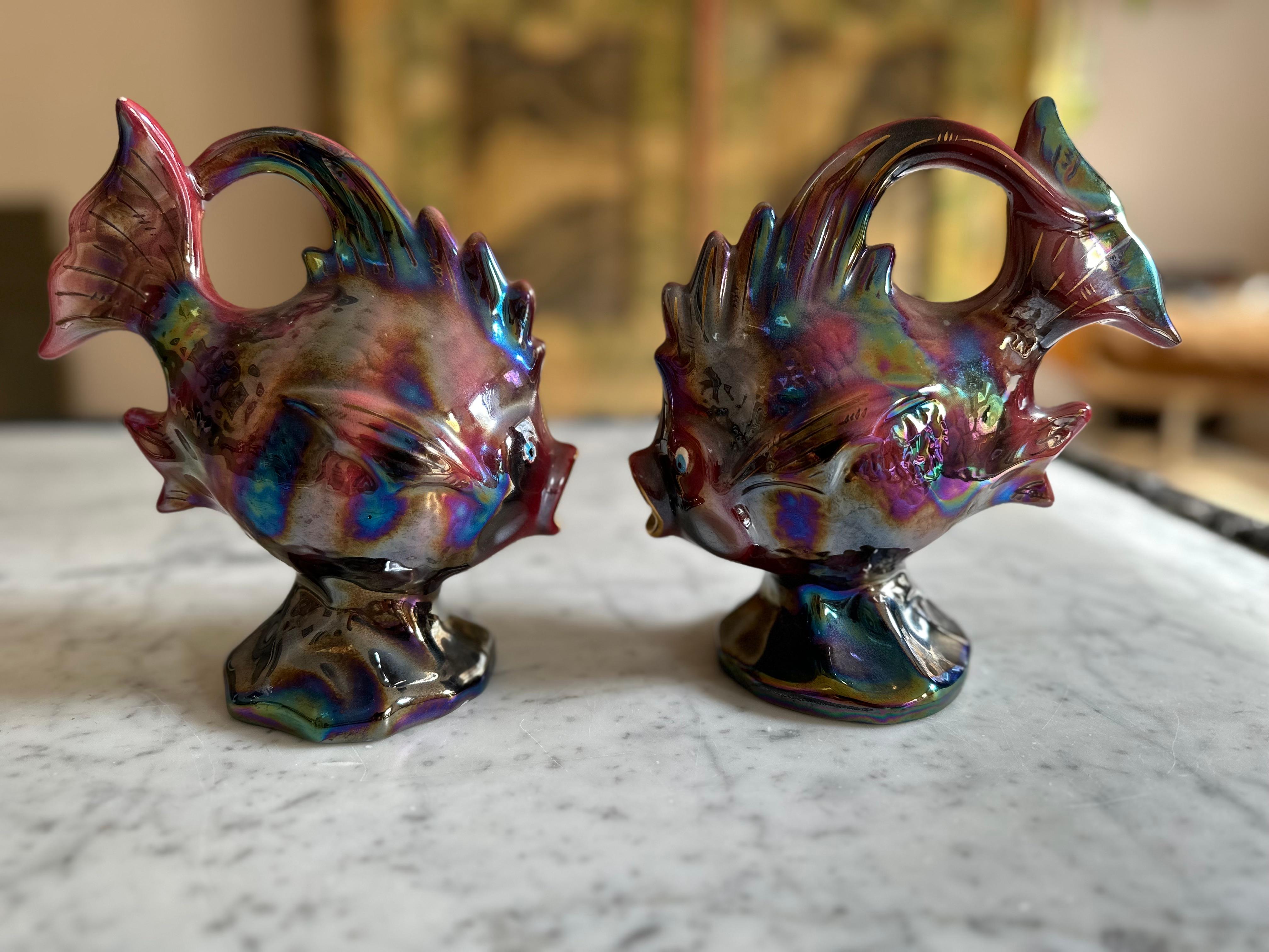 Monegasco Coppia di pesci in ceramica, metà secolo, di Florence Monte Carlo in vendita