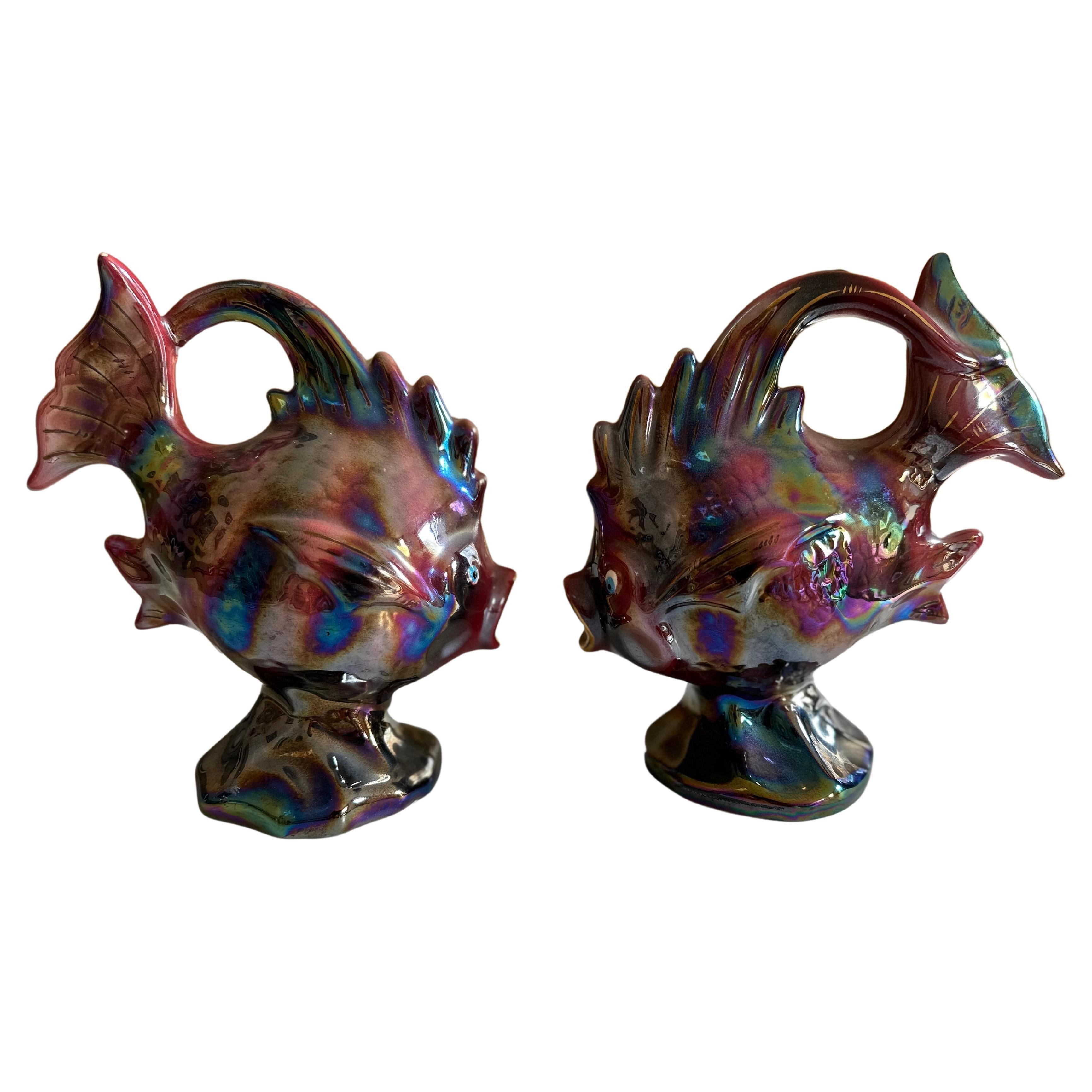 Paar Fische aus Keramik, Mitte des Jahrhunderts von Florence Monte Carlo im Angebot