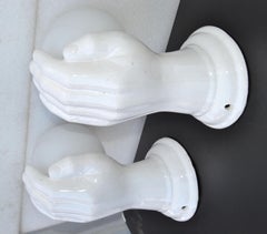 Paar französische handgefertigte Wandleuchten aus Keramik, Mid-Century Modern