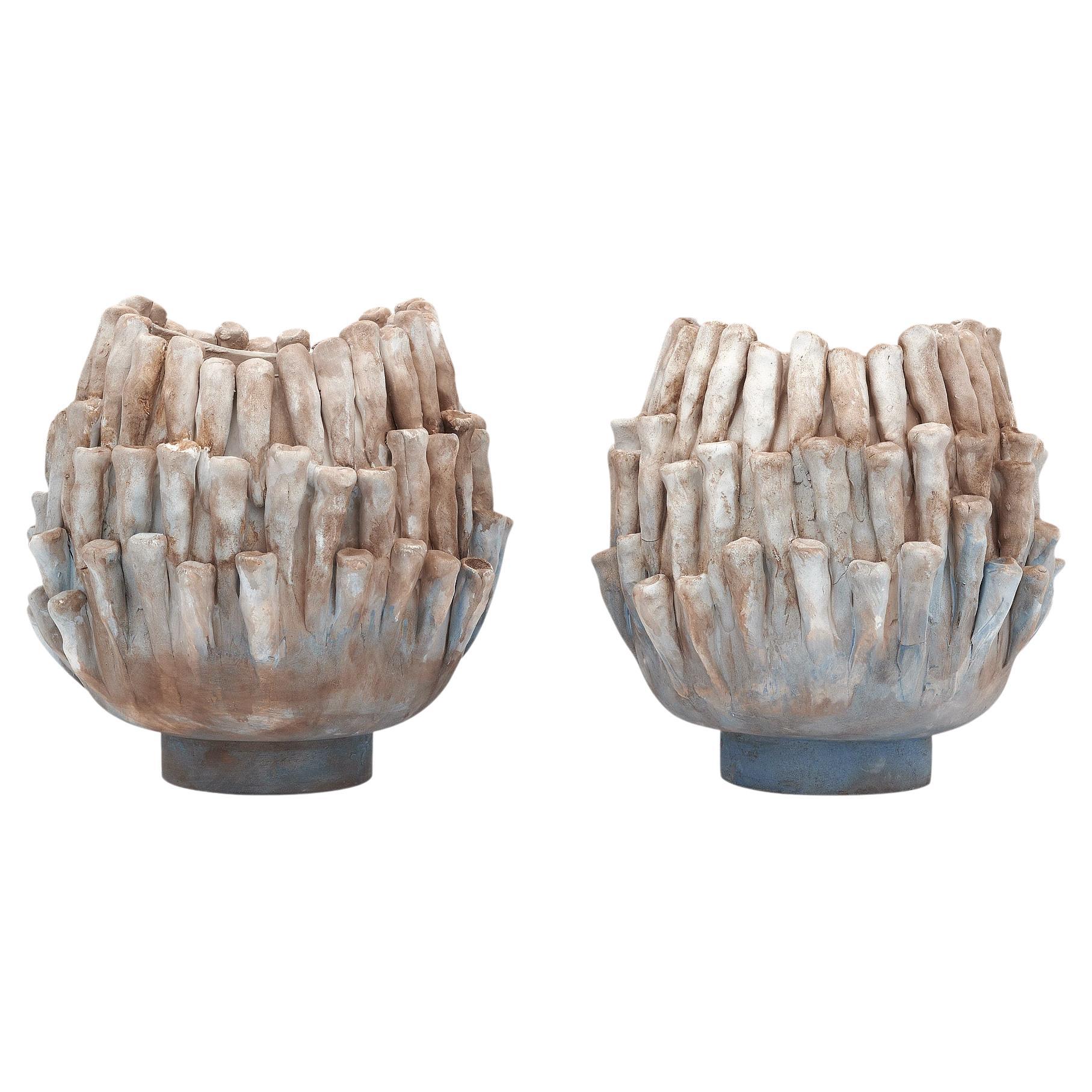 Pair of Ceramic French Vases For Sale