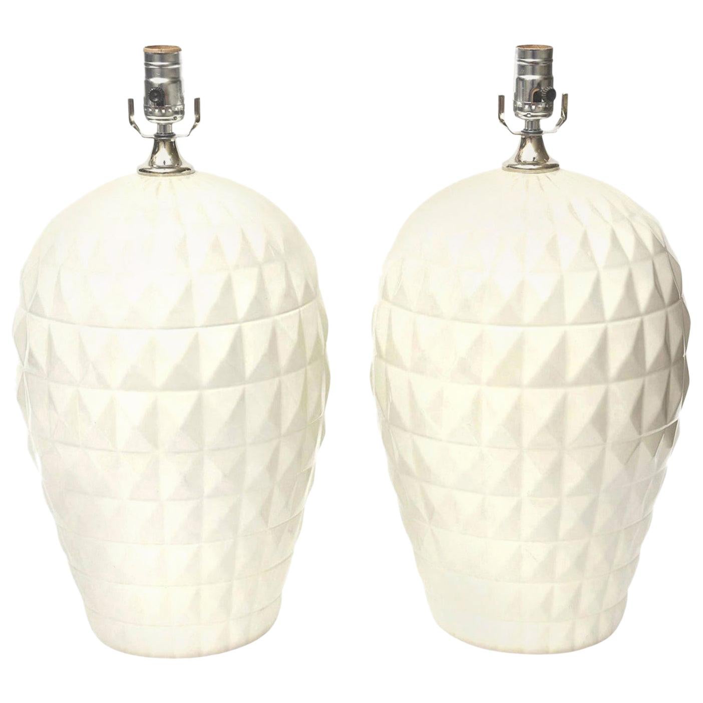 Pair of Ceramic Geometric Lamps Italian Vintage