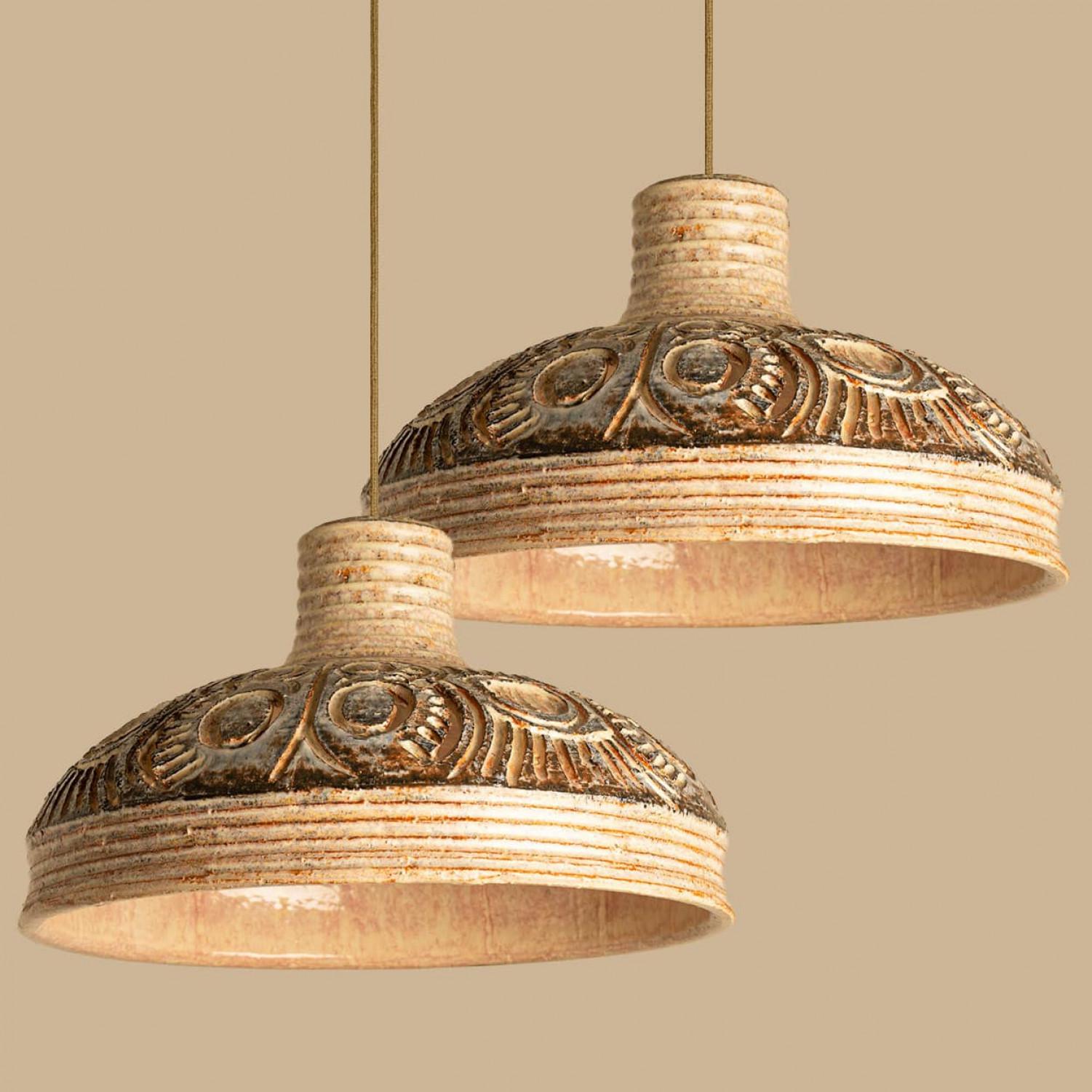 Pair of Ceramic Geometric Pendants by Jette Hellerøe for Axella Denmark, 1960s (Moderne der Mitte des Jahrhunderts) im Angebot
