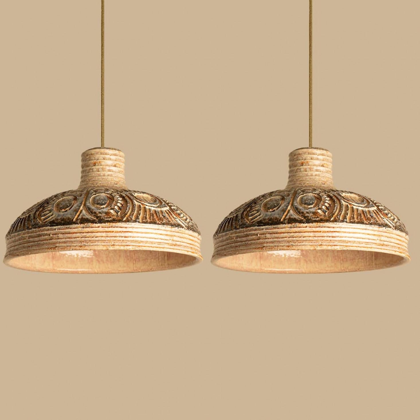 Danish Pair of Ceramic Geometric Pendants by Jette Hellerøe for Axella Denmark, 1960s For Sale