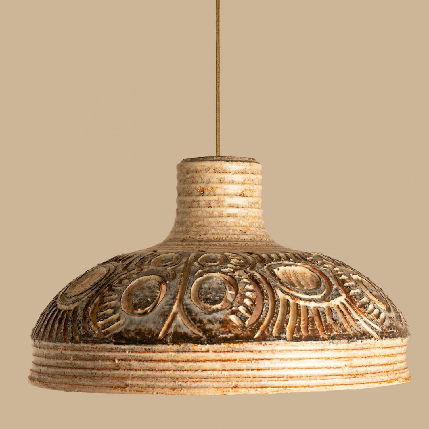 Mid-20th Century Pair of Ceramic Geometric Pendants by Jette Hellerøe for Axella Denmark, 1960s For Sale
