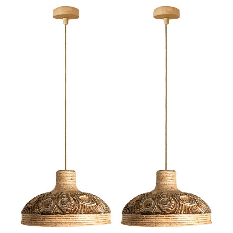 Pair of Ceramic Geometric Pendants by Jette Hellerøe for Axella Denmark, 1960s