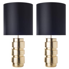 Pair of Ceramic Geometric Silhouette Table Lamps
