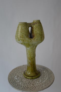 Paar einzigartige salbeigrüne marokkanische Keramik-Leuchter im Kaktus-Stil - wunderschön