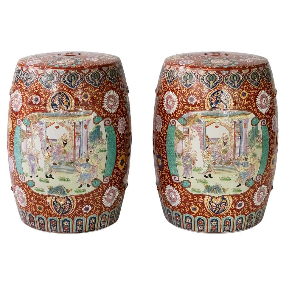 Asian Stool Pair of Ceramic Hand Painted Chinese Garden Stools at 1stDibs | chinese ...