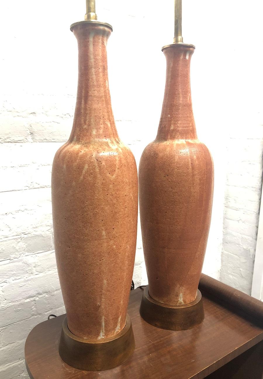 Mid-Century Modern Pair of Ceramic Italian Lamps by Marcello Fantoni for Raymor For Sale