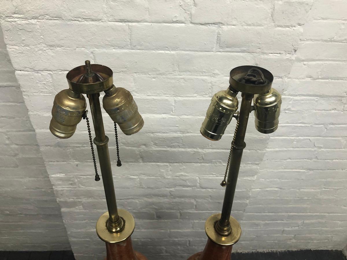 Pair of Ceramic Italian Lamps by Marcello Fantoni for Raymor For Sale 4