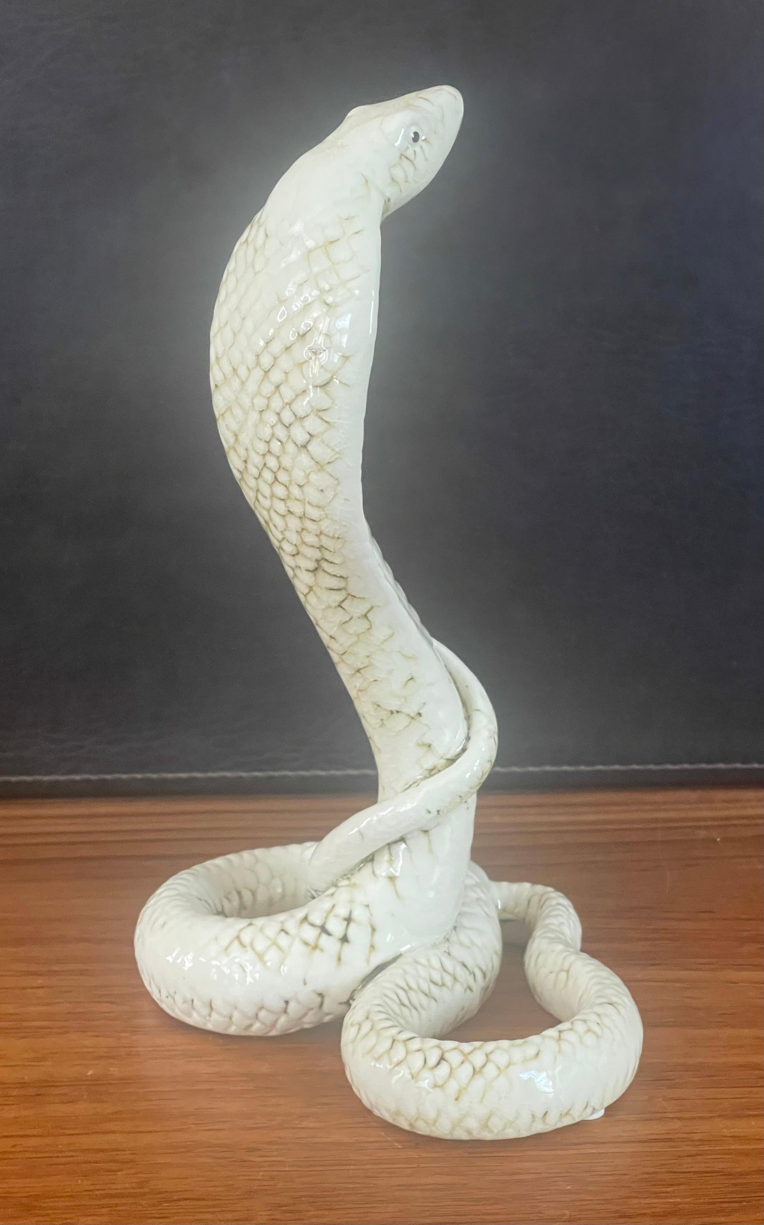 Pair of Ceramic King Cobra Snake Sculptures For Sale 1