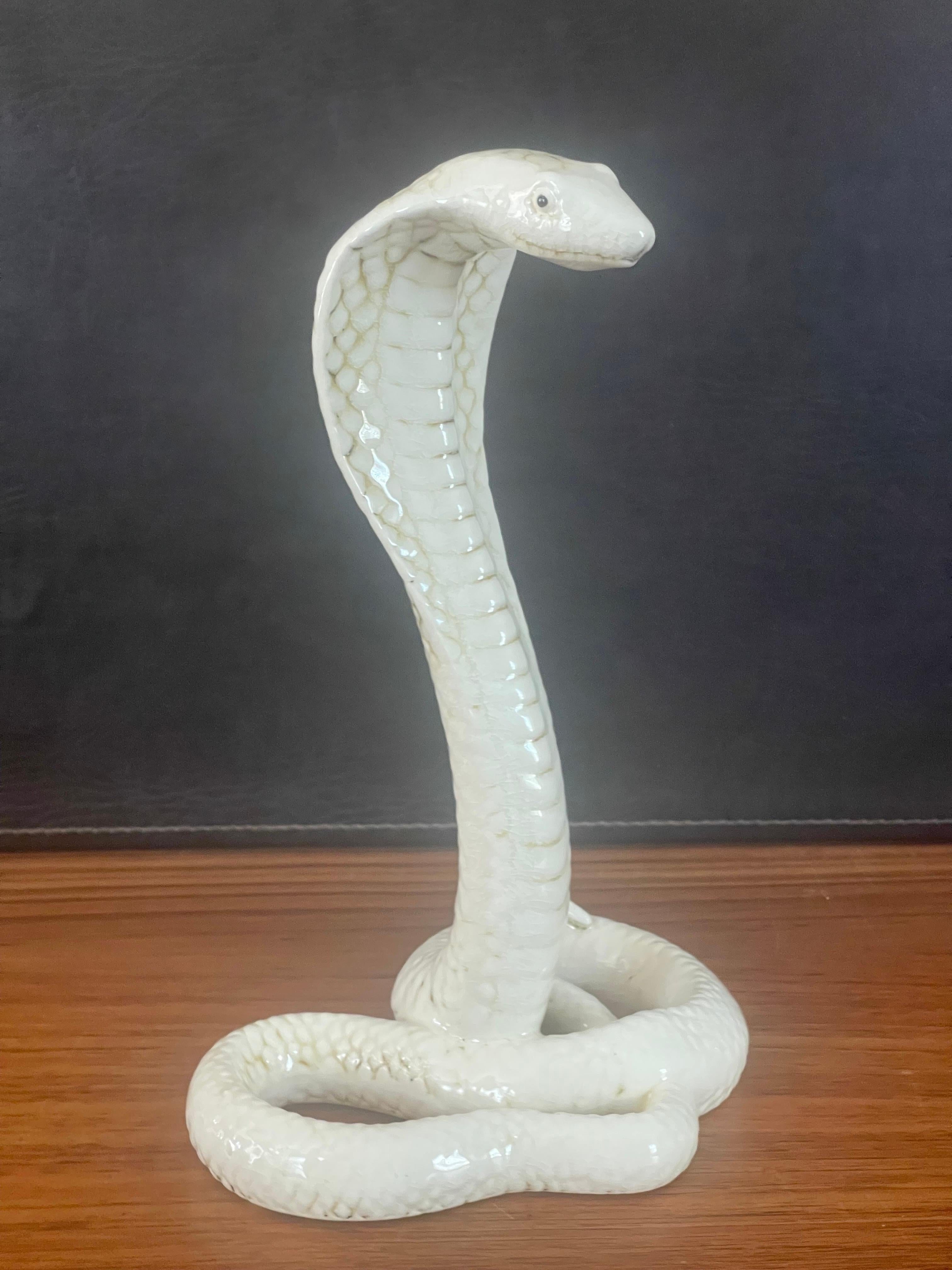 Pair of Ceramic King Cobra Snake Sculptures For Sale 2