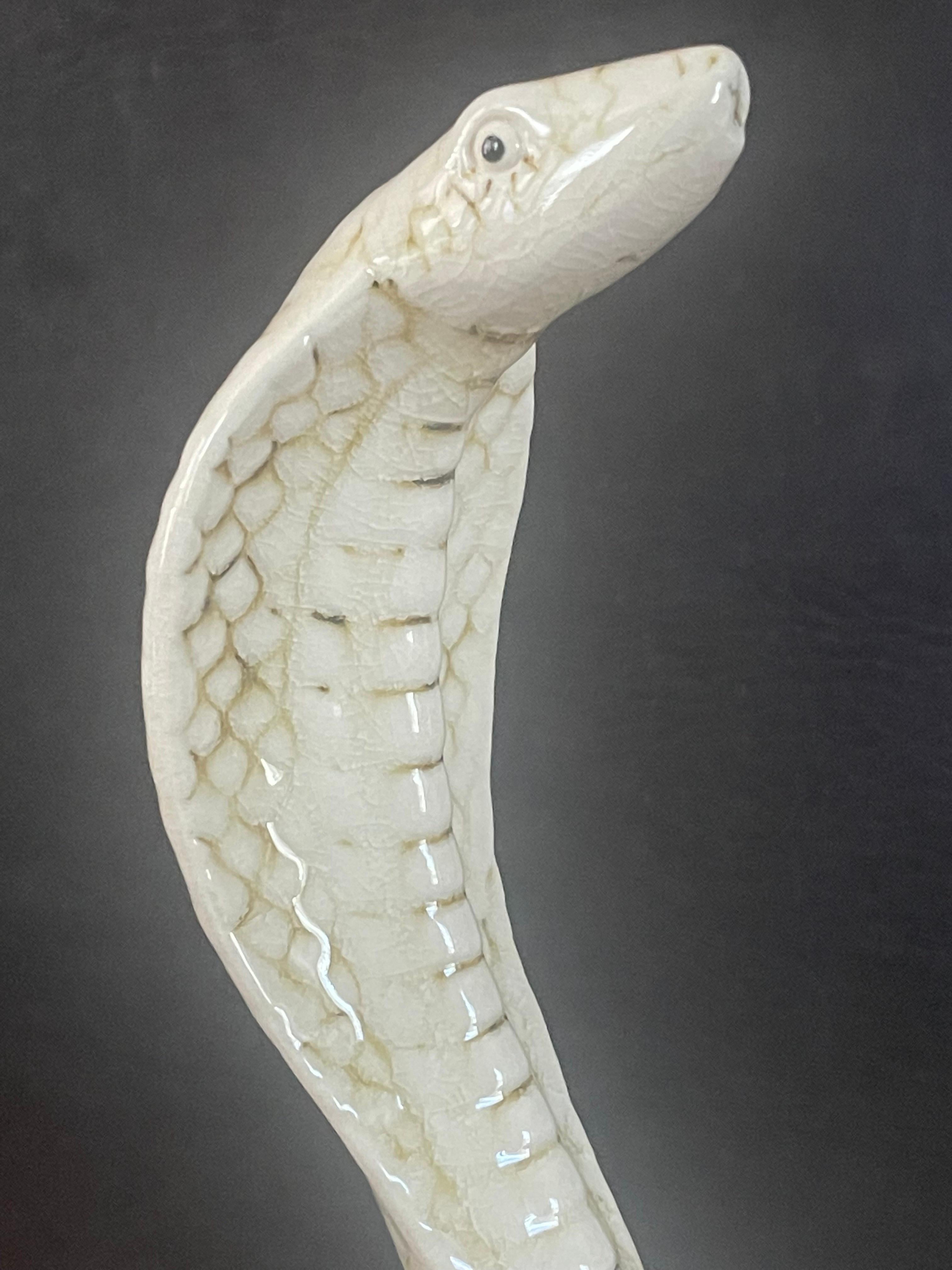Pair of Ceramic King Cobra Snake Sculptures For Sale 4