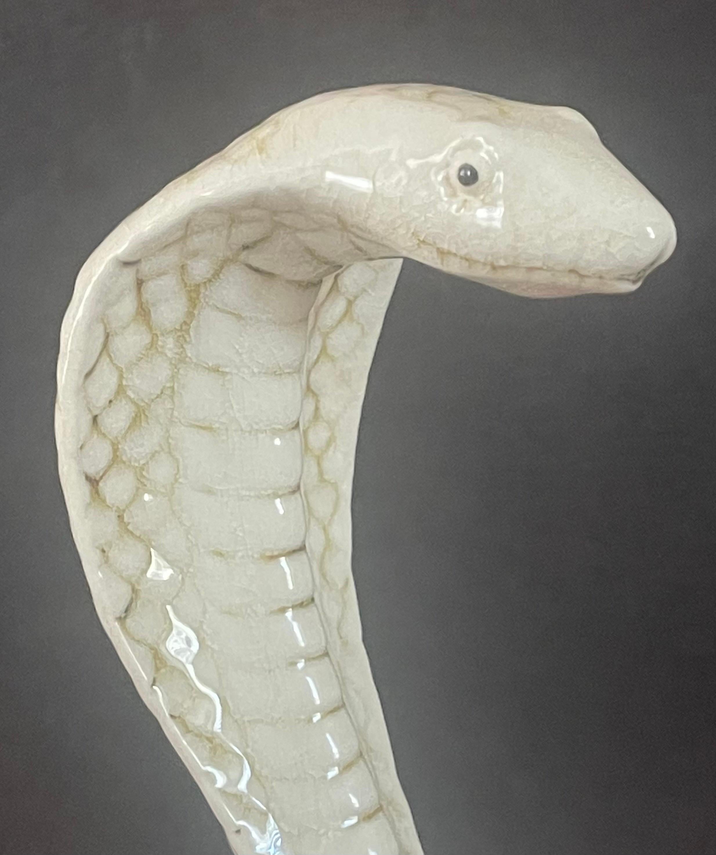 Pair of Ceramic King Cobra Snake Sculptures For Sale 5