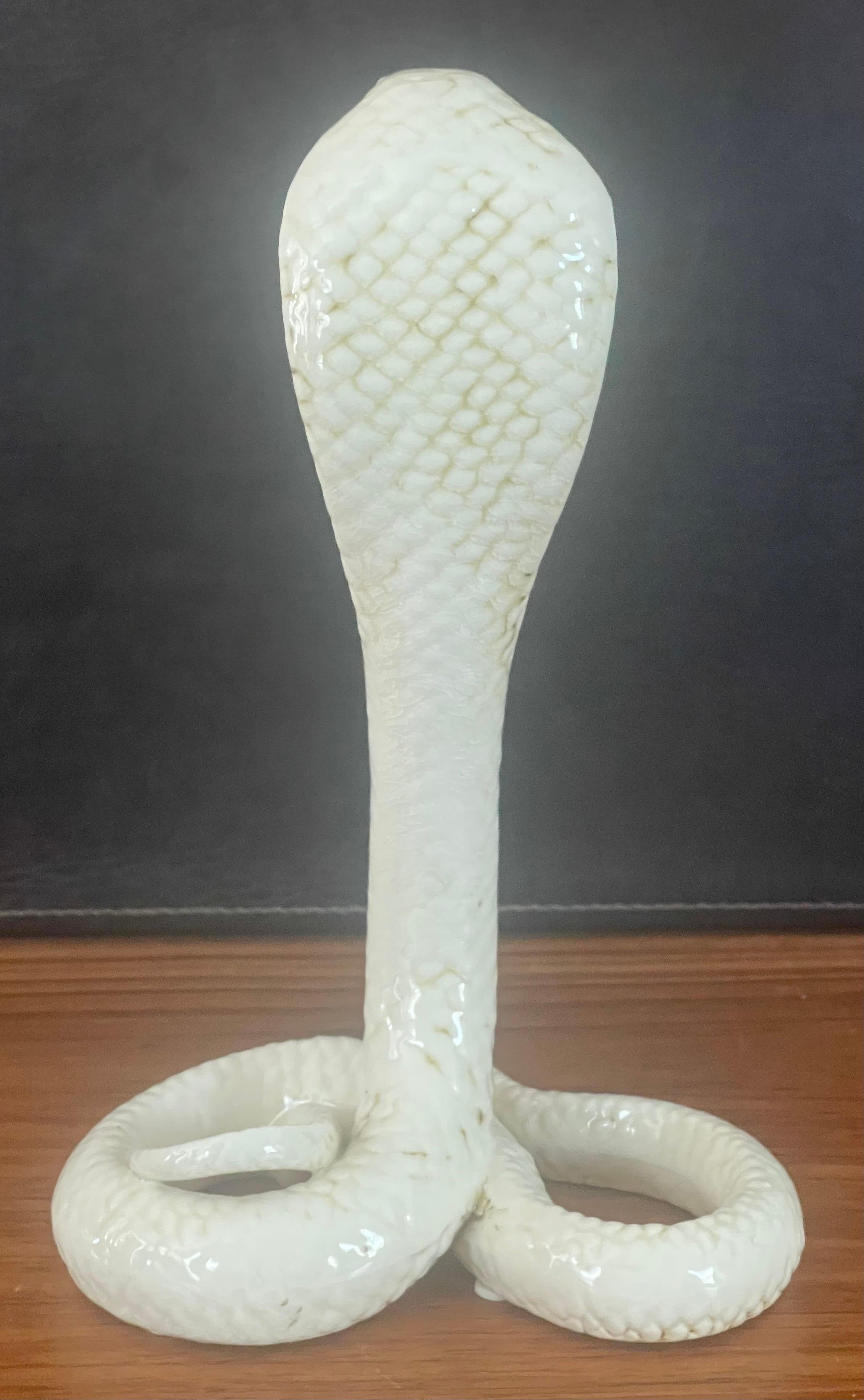 Pair of Ceramic King Cobra Snake Sculptures For Sale 6
