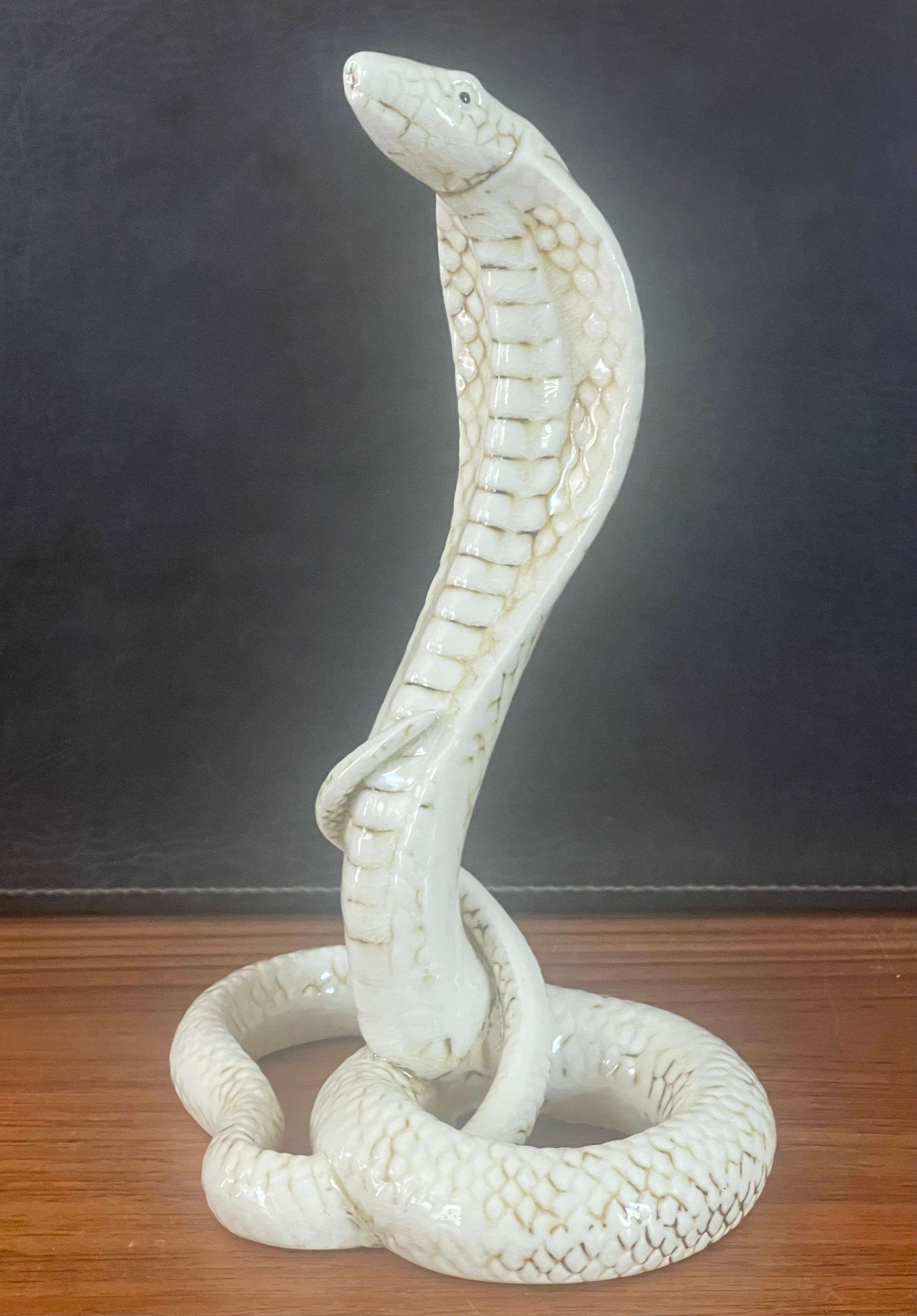 American Pair of Ceramic King Cobra Snake Sculptures For Sale