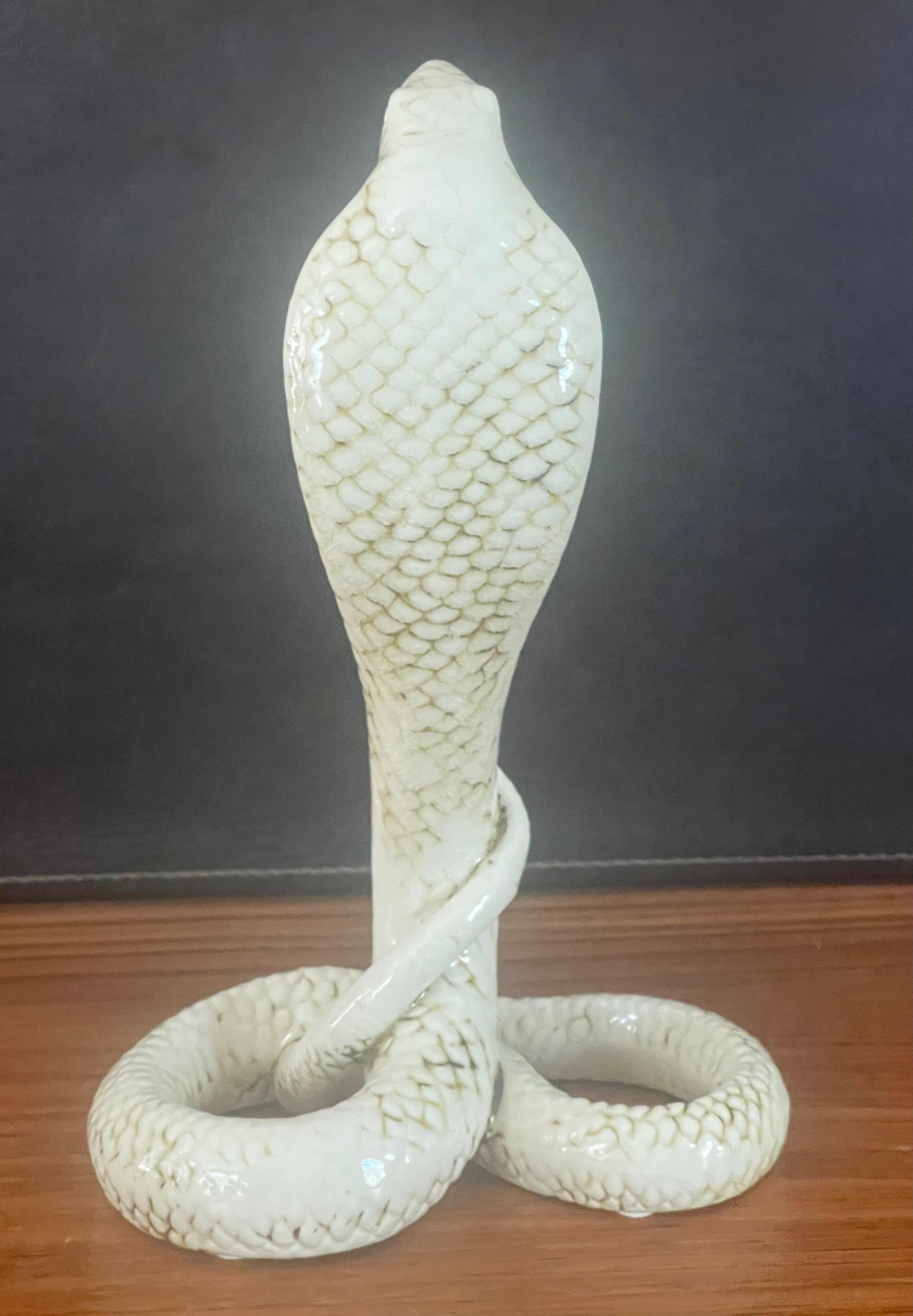 20th Century Pair of Ceramic King Cobra Snake Sculptures For Sale
