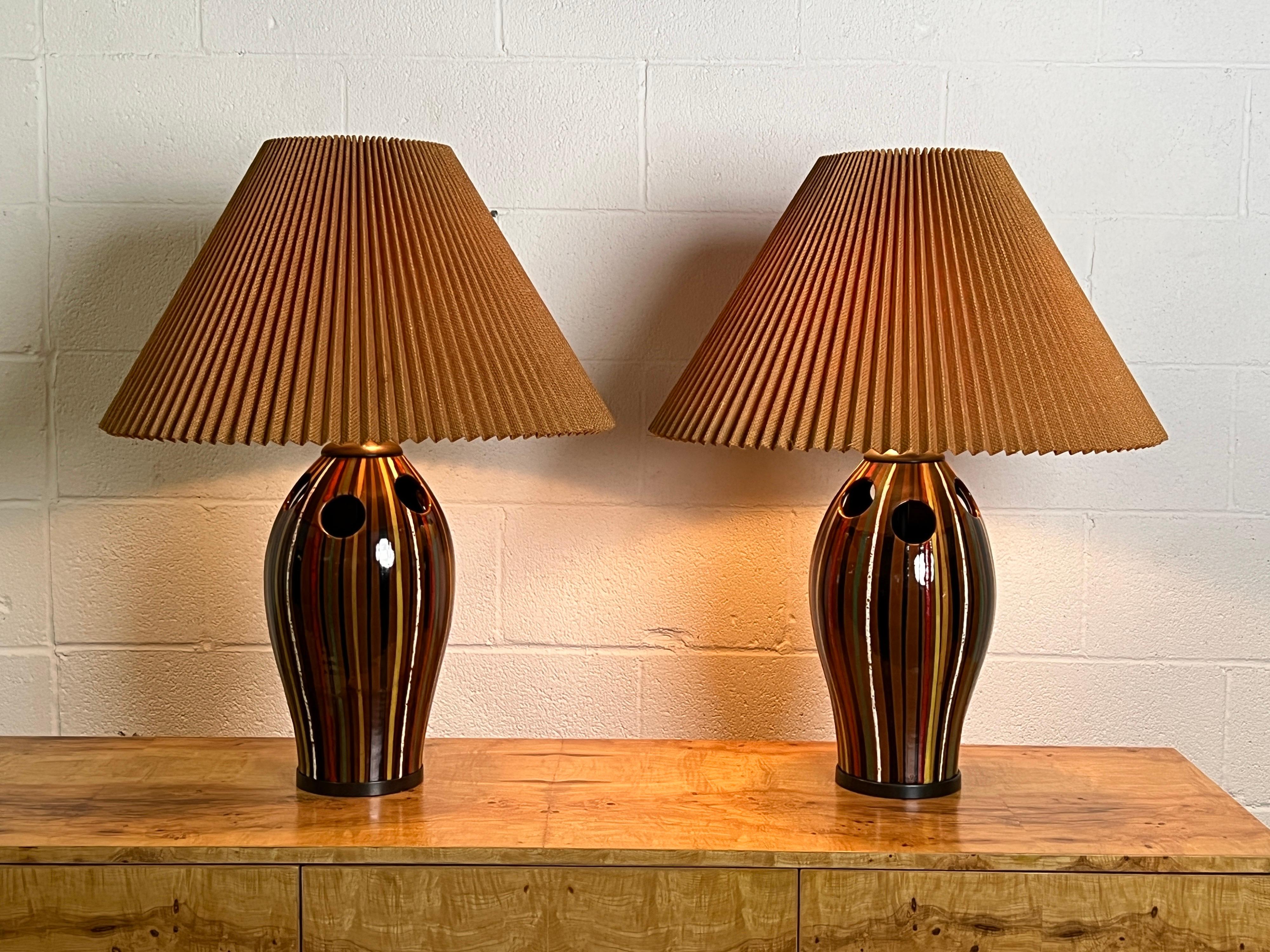 Pair of Ceramic Lamps by Bitossi In Good Condition In Dallas, TX