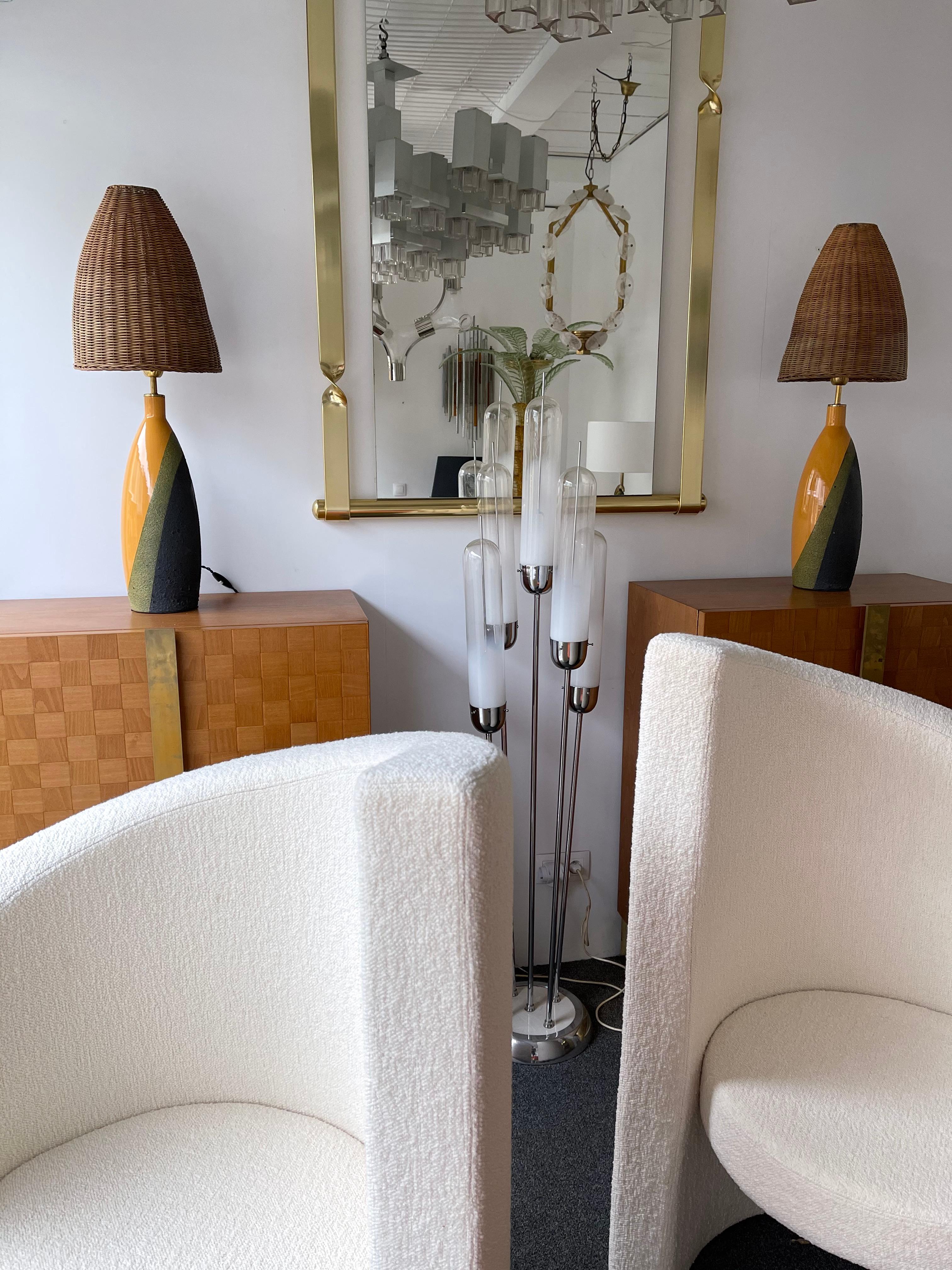 Italian Pair of Ceramic Lamps by Ettore Sottsass for Bitossi, Italy, 1960s