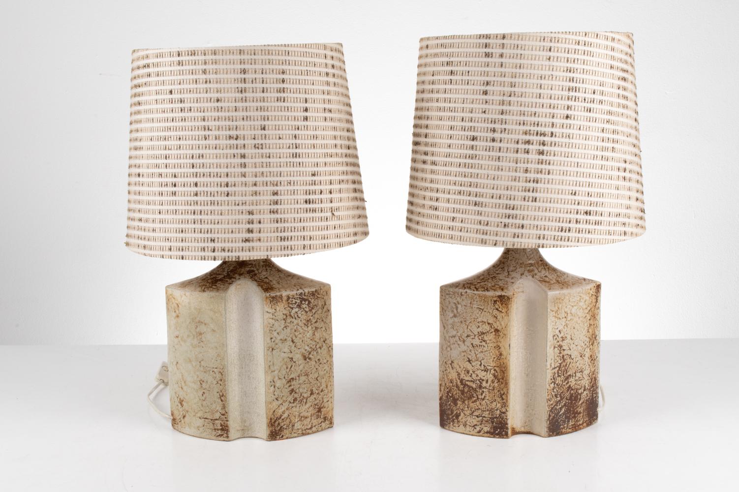 Danish Pair of Ceramic Lamps by Haico Nitzsche for Søholm Stentøj, Denmark, c. 1960's