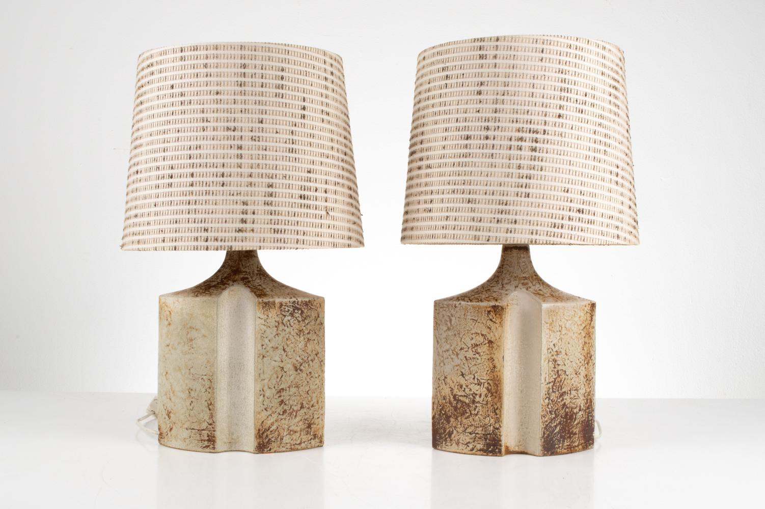 Pair of Ceramic Lamps by Haico Nitzsche for Søholm Stentøj, Denmark, c. 1960's In Good Condition In Norwalk, CT