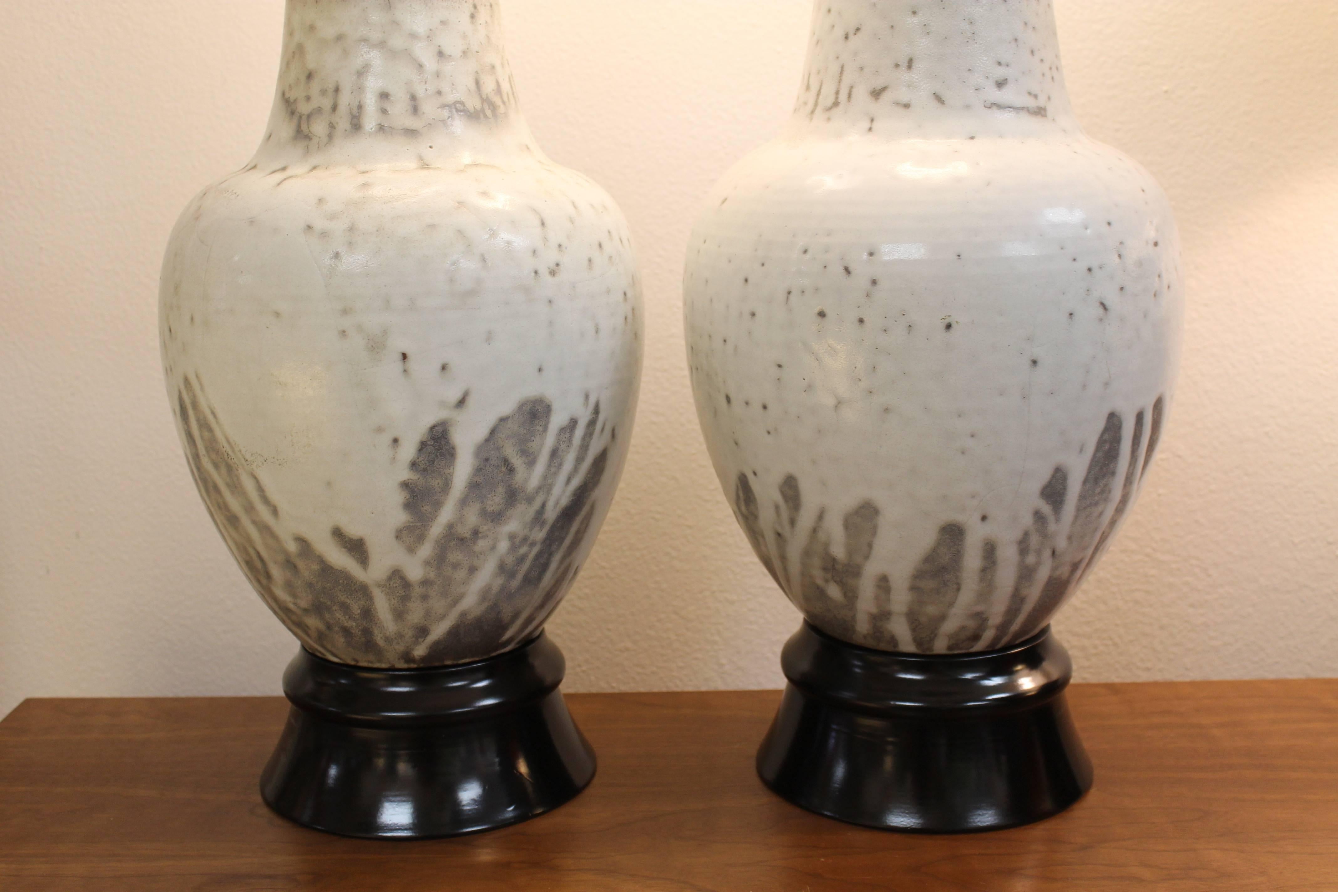 Dutch Pair of Ceramic Lamps by Mobach