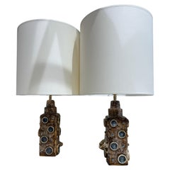 Pair of ceramic lamps by PM Keramik Denmark 1970