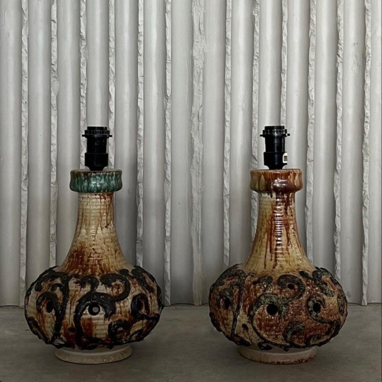 Dutch Pair of Ceramic Lamps
