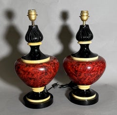 Pair of ceramic lamps, France, circa 1970
