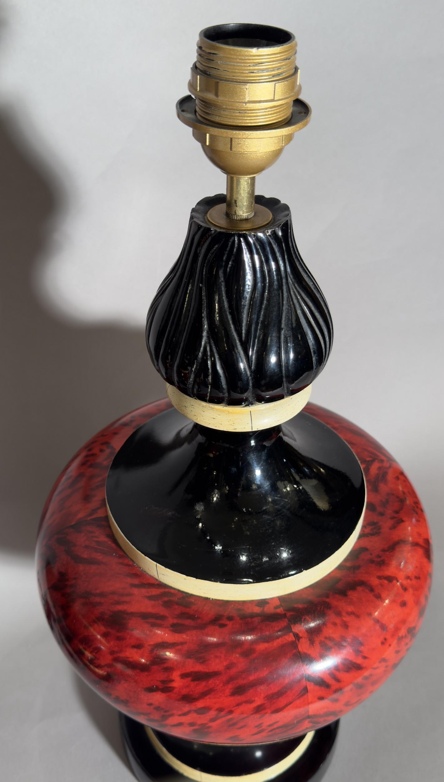 Paar Keramiklampen, Frankreich, um 1970 im Zustand „Gut“ im Angebot in Paris, FR