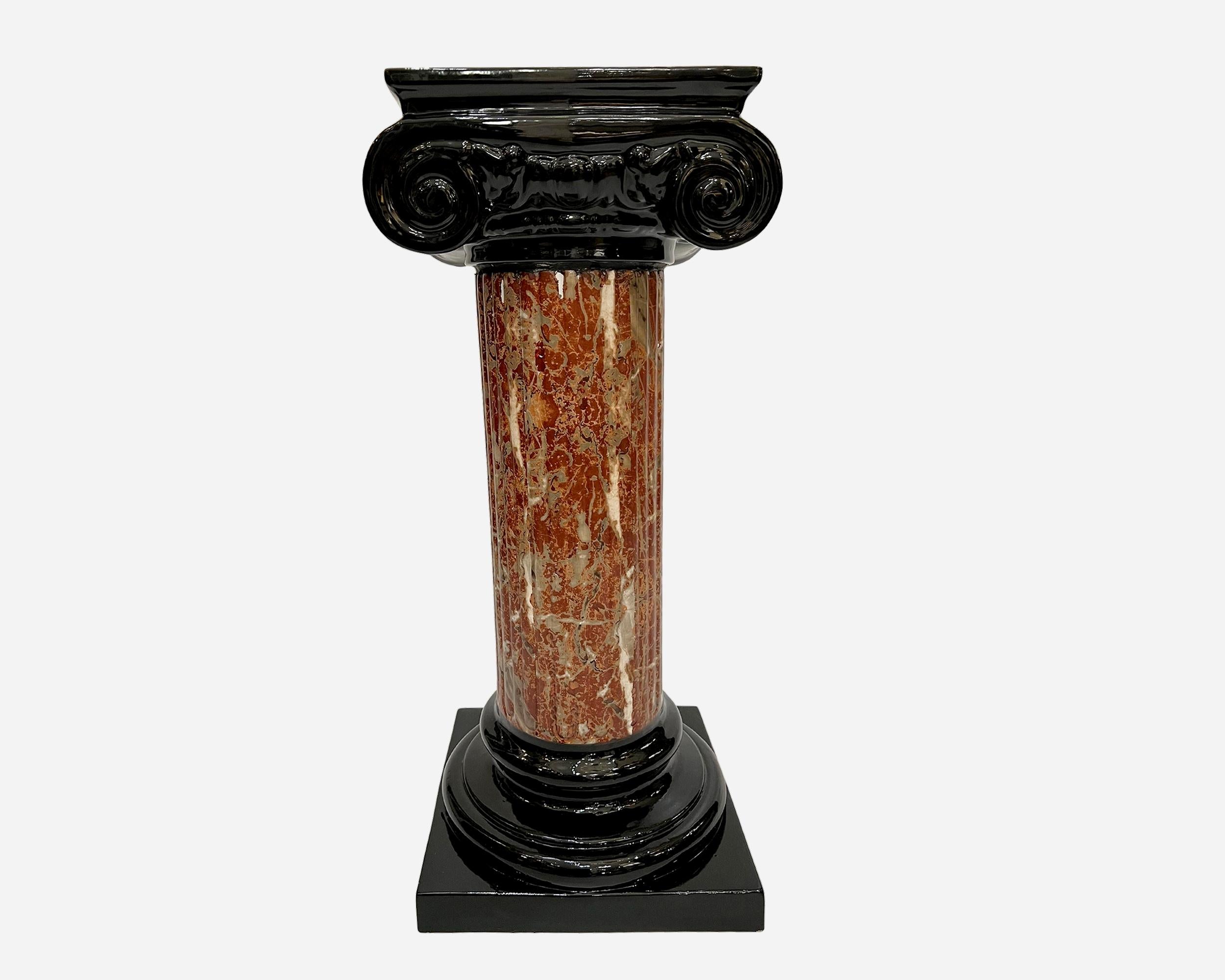 Pair of ceramic lamps on columns, attributed to Tommaso Barbi, Italy, circa 1980 In Good Condition For Sale In Paris, FR