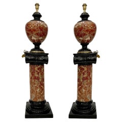 Vintage Pair of ceramic lamps on columns, attributed to Tommaso Barbi, Italy, circa 1980