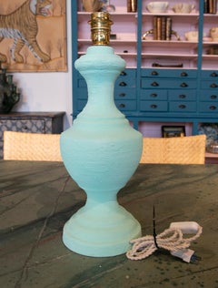 Pair of Ceramic Lamps Painted with Green Jabelga