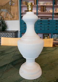 Pair of Ceramic Lamps Painted with White Jabelga