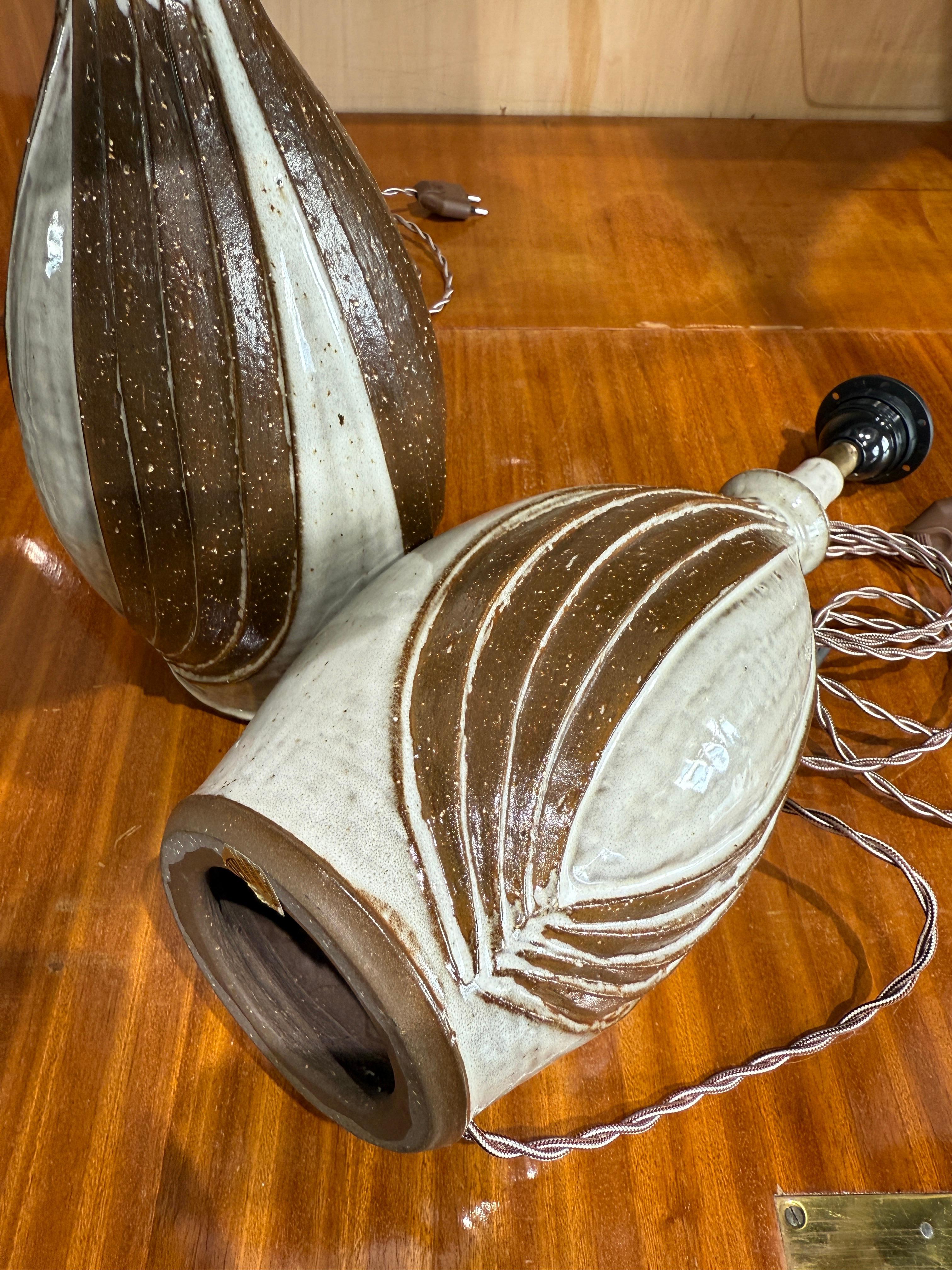 Mid-Century Modern Pair of ceramic lamps Soholm Denmark 1970 For Sale