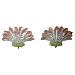 Pair of ceramic lotus flower sconces, AI minervino, italy, 1970