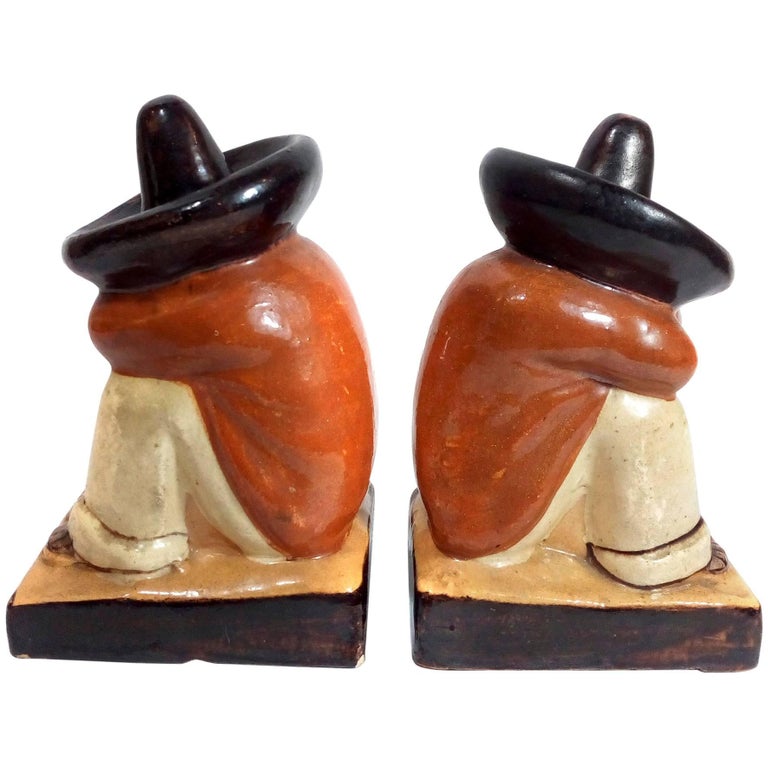 Pair of Ceramic Mexican Bookends at 1stDibs