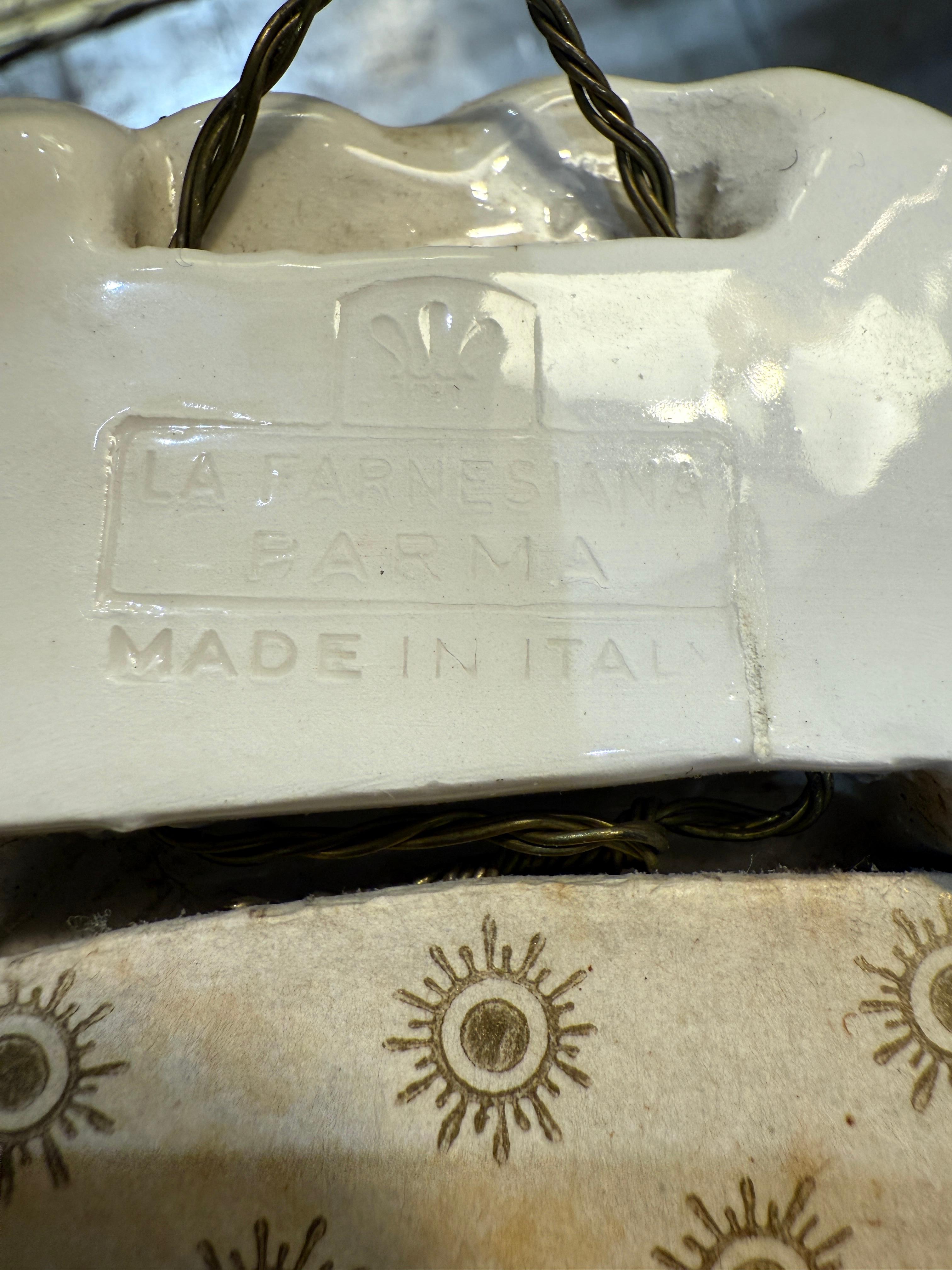 Ceramica Pair of ceramic mirrors La Farnesiana Parma Italy 1950