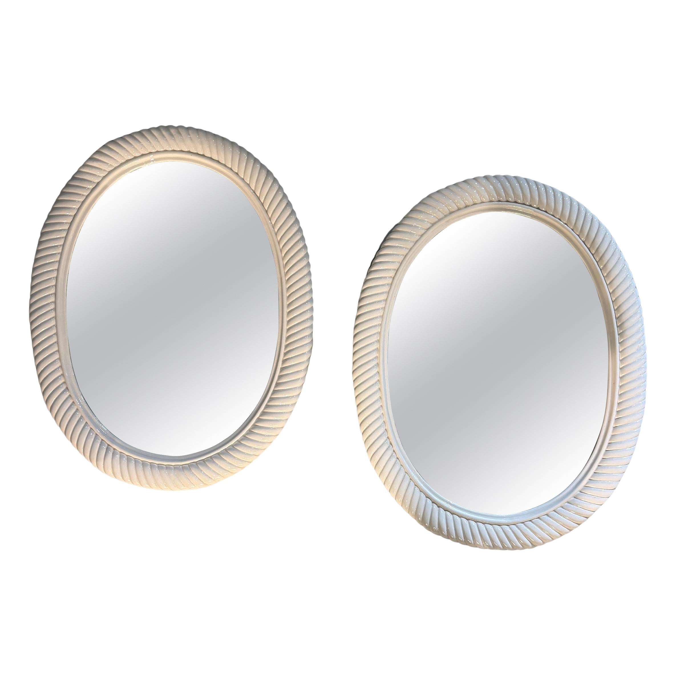 Pair of ceramic mirrors La Farnesiana Parma Italy 1950