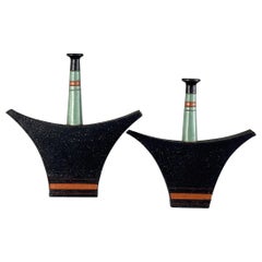 Paire de vases monoflores/décoratifs en céramique de Vanni Donzelli, Italie, années 1980