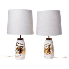 Pair of ceramic neoclassical lamps, 1940s