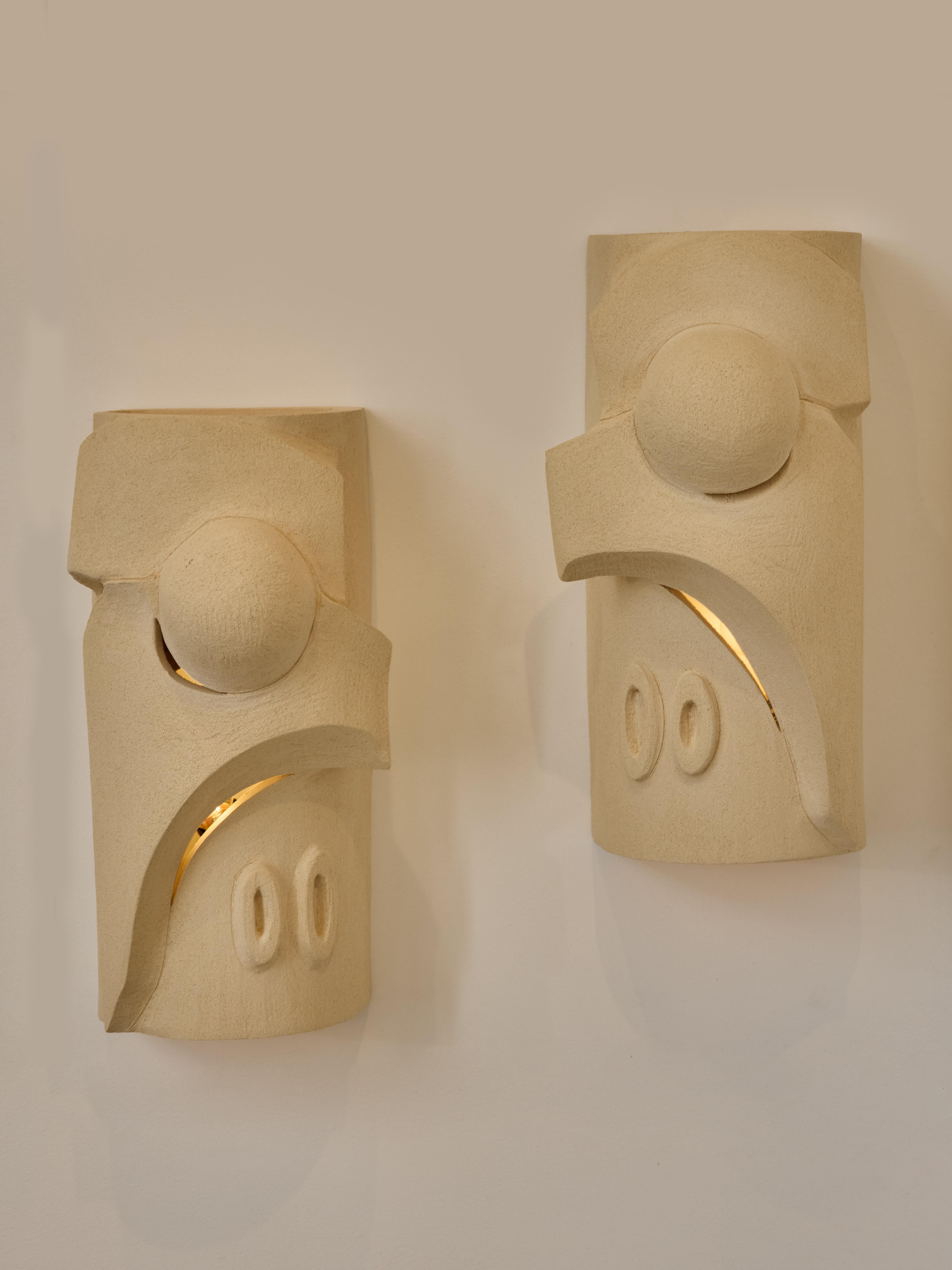 Modern Pair of Ceramic Olivia Cognet Wall Sconces For Sale