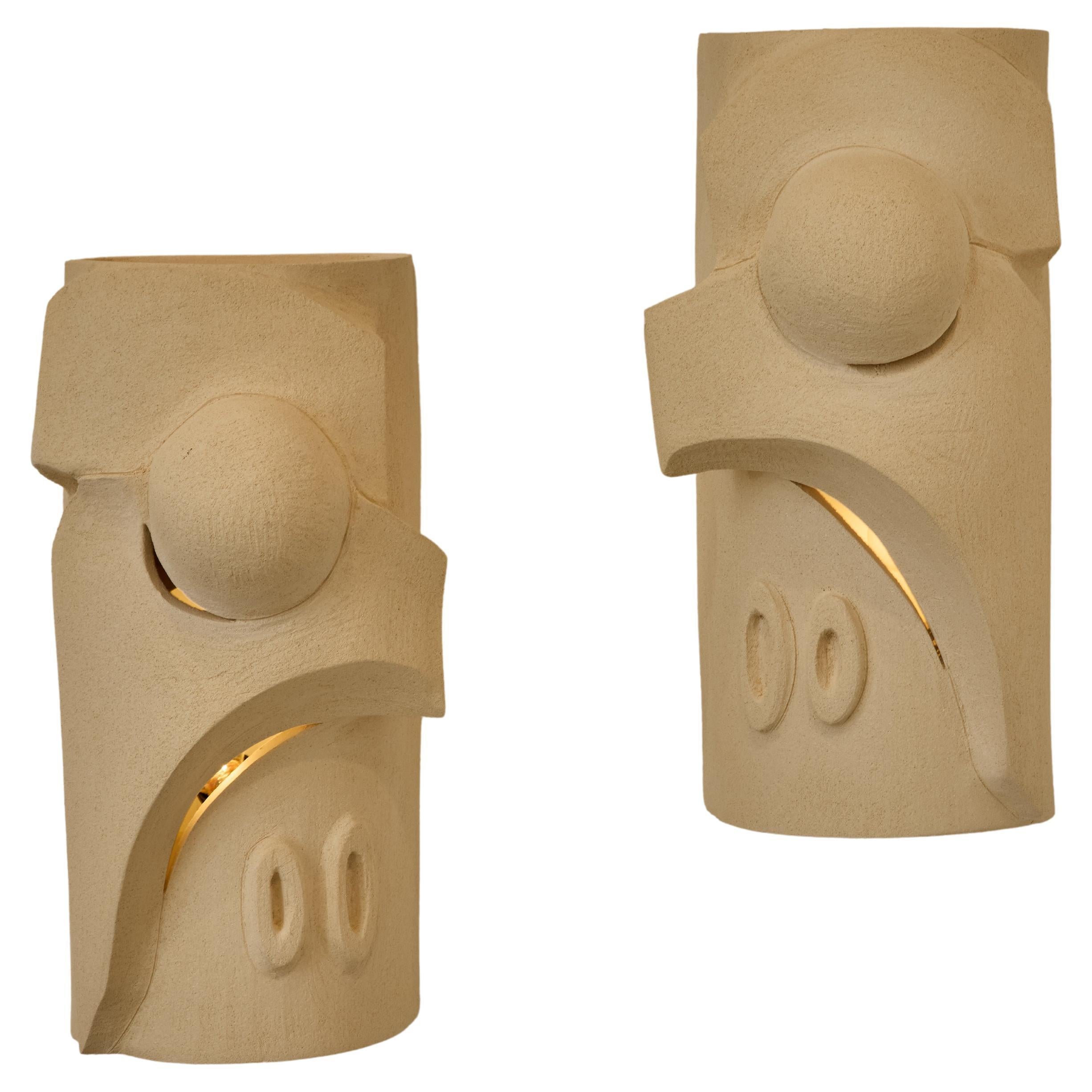 Pair of Ceramic Olivia Cognet Wall Sconces For Sale