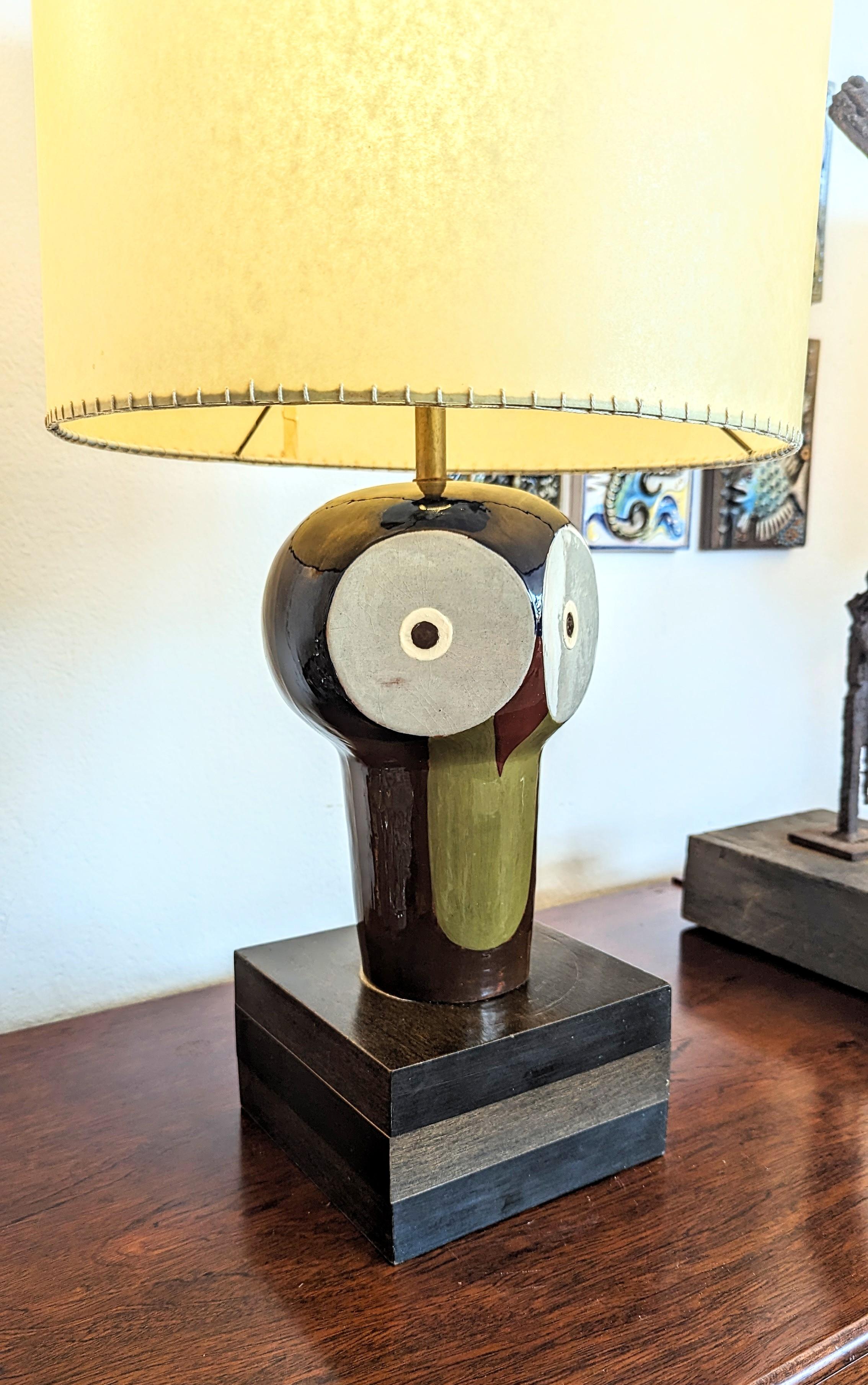 Pair of Ceramic Owl Table Lamps by Jordi Aguadé, Spain 1970s... For Sale 1