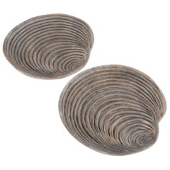 Pair of Ceramic Oyster Shell Plates, Marcel Guillot, France, circa 1950s