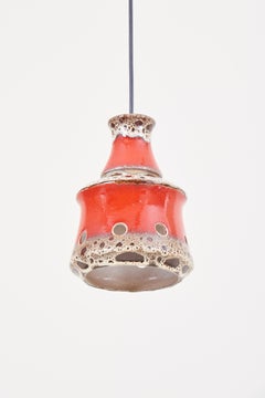 Pair of Ceramic Pendant Lamp with Lava Glaze, Germany, 1970s