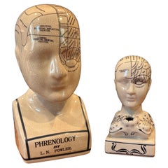 Pareja de bustos frenológicos de cerámica de L.N. Fowler